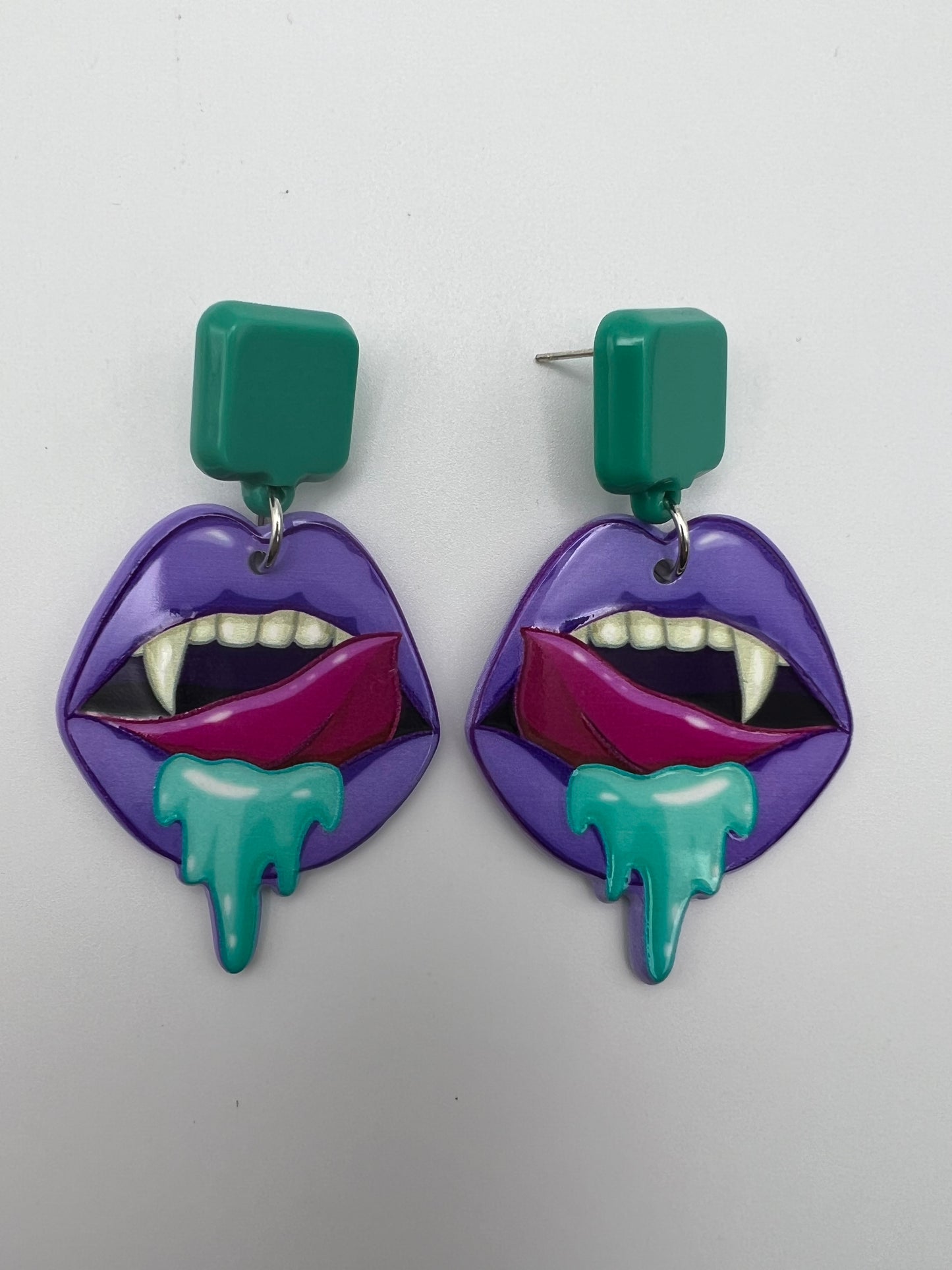 Pastel Goth Vampire Mouth Earrings