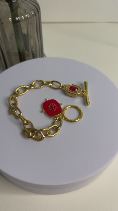 Red Pendant Charm Bracelet