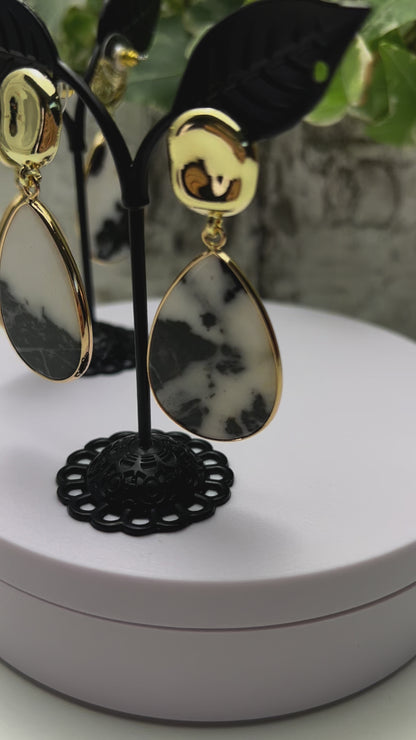 Zebra Stone Statement Earrings