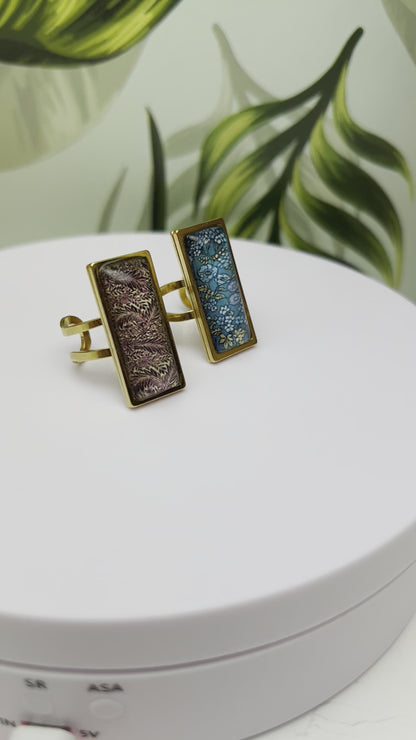 Floral Design Rectangular Rings