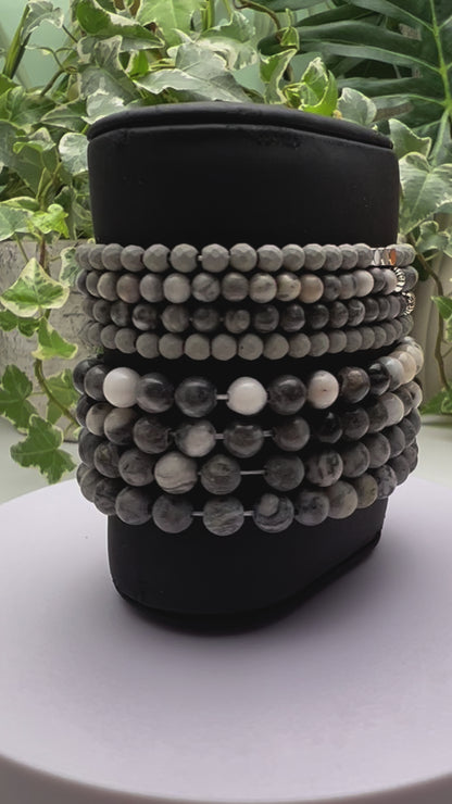 Gray Bead Bracelet Set