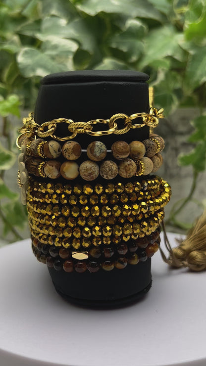 Brown & Gold Stacked Bracelet Set