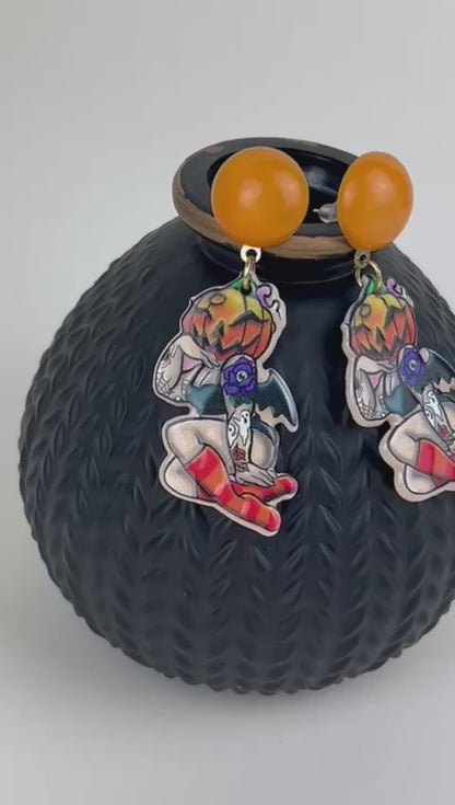 Sexy Pumpkin Lady Earrings